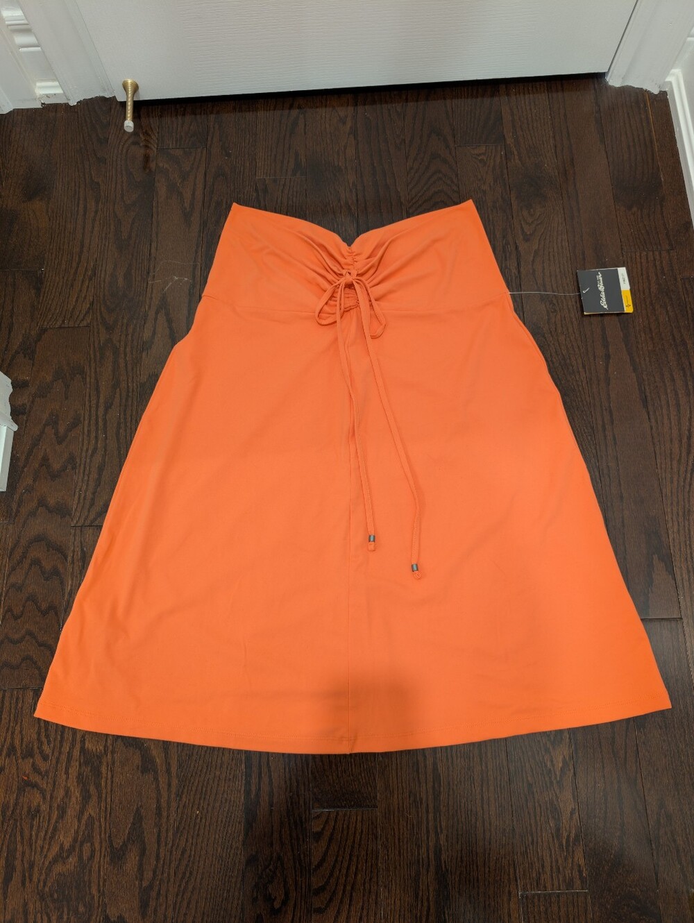 Eddie Bauer Coral-Orange A-Line Drawstring Beach Skirt NWT
